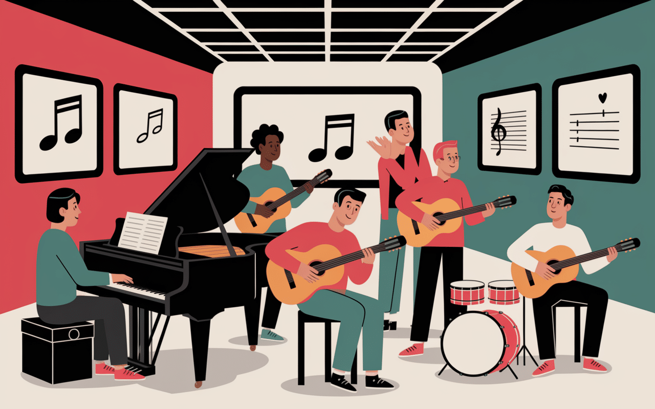 groupe adultes instruments jeux musique