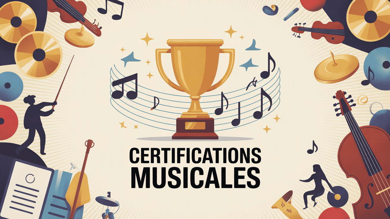 Trophée partitions disques diplômes certifications musicales