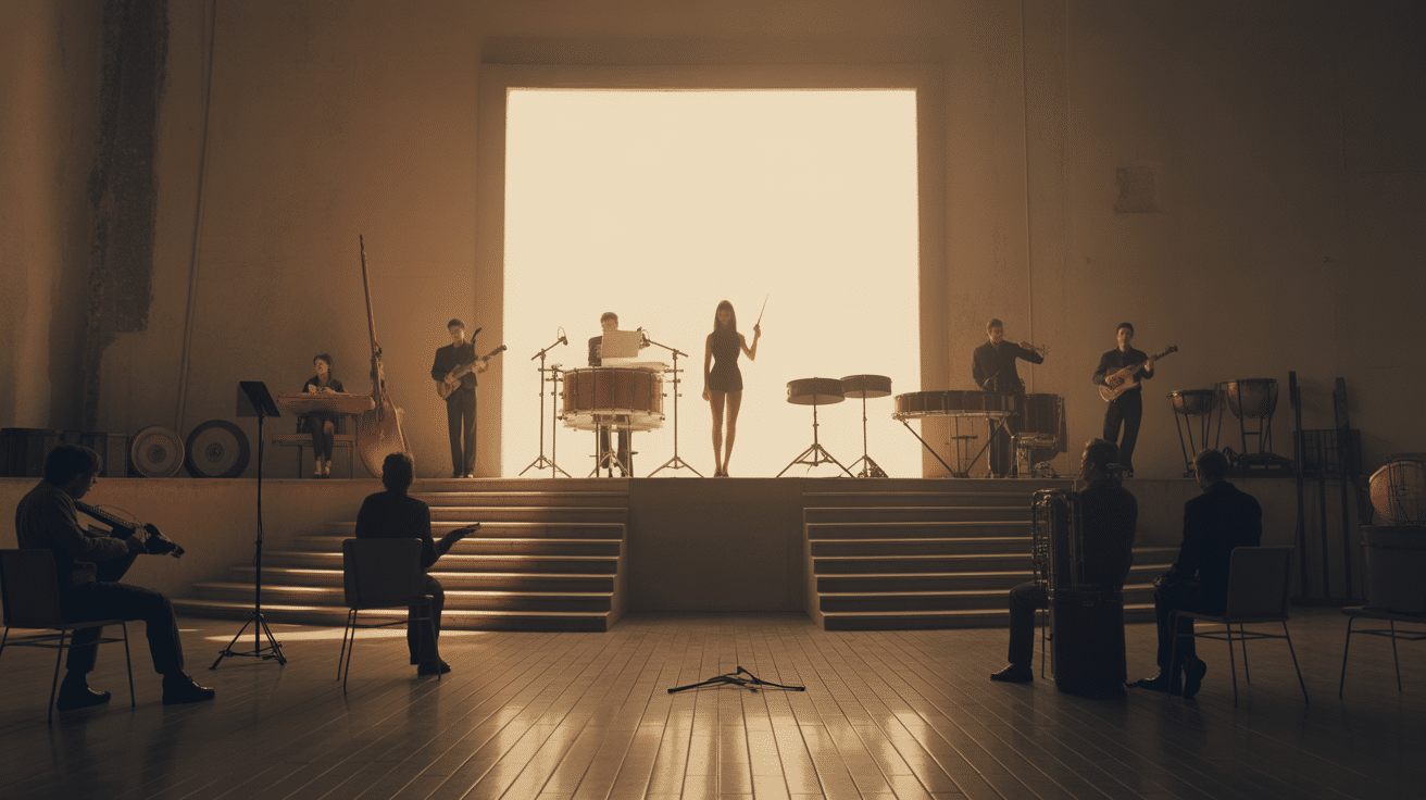 cheffe d orchestre sur podium femme direction scene