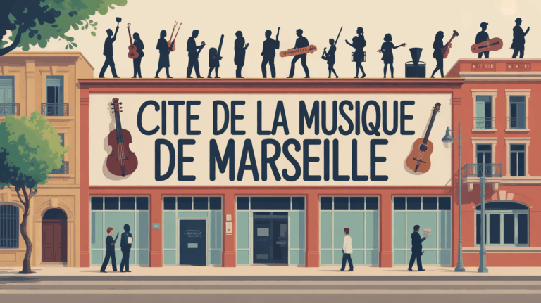 Facade Cite de la Musique de Marseille urbaine silhouettes
