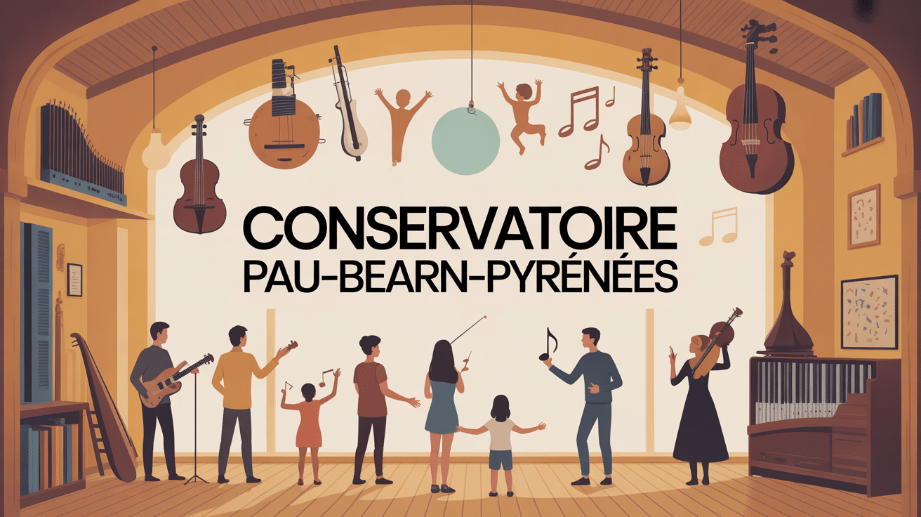 Illustration moderne du Conservatoire Pau-Béarn-Pyrénées musique danse théâtre
