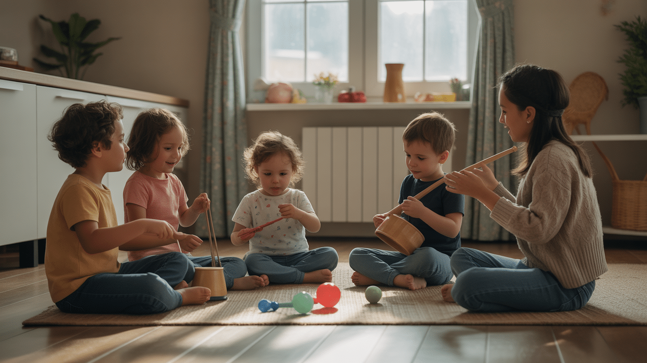 enfants et parents cercle eveil musical percussion