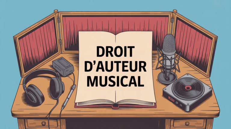 Table avec partitions casque micro droit d auteur musical