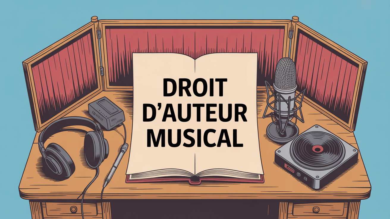 Table avec partitions casque micro droit d auteur musical