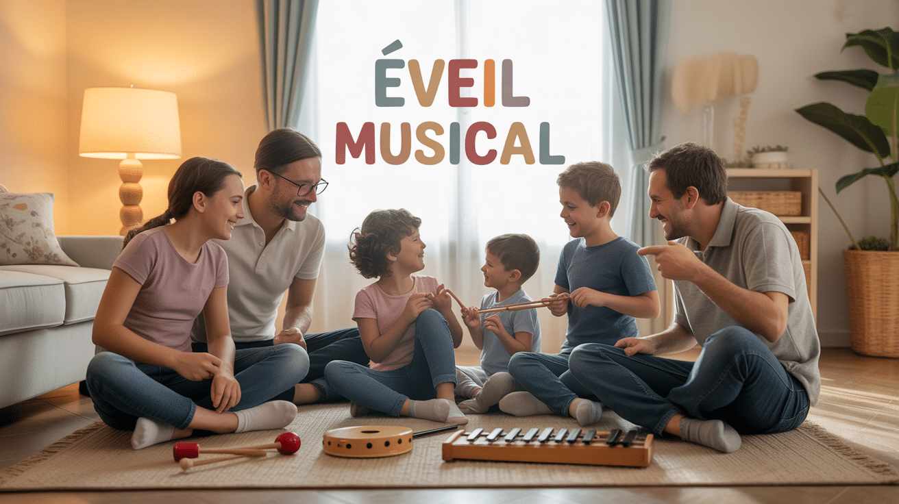 famille joue eveil musical instruments simples