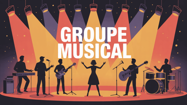 illustration groupe musical chanteuse scène