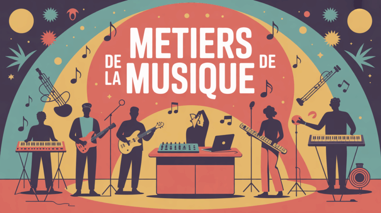 scene de metiers musique silhouettes instruments mixage