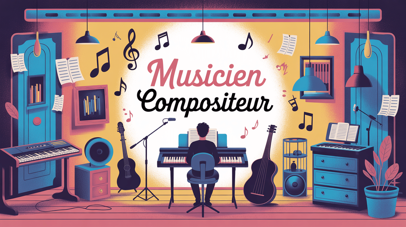 Illustration studio musicien compositeur
