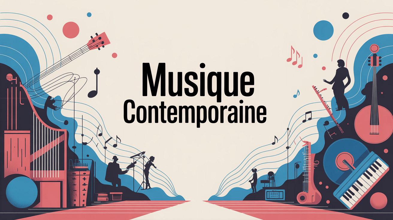 Illustration musique contemporaine instruments classiques électroniques