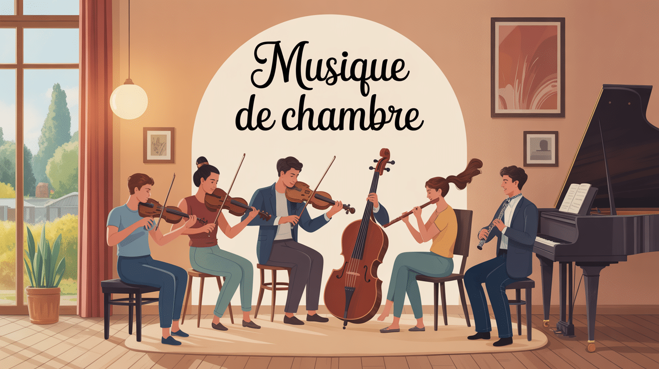 Petit groupe musique de chambre instruments variés ambiance conviviale