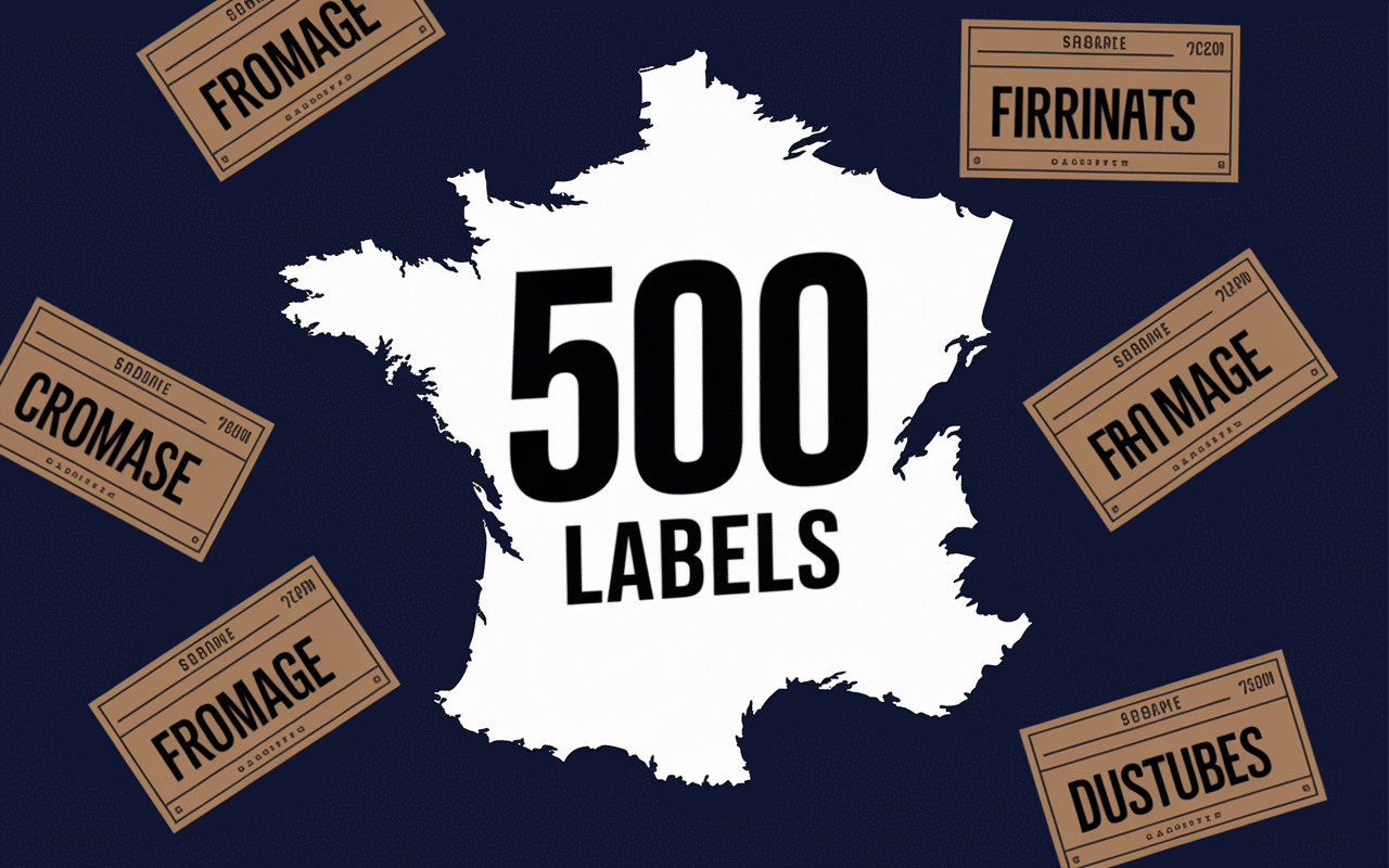 Étiquettes labels français flottant produits carte France