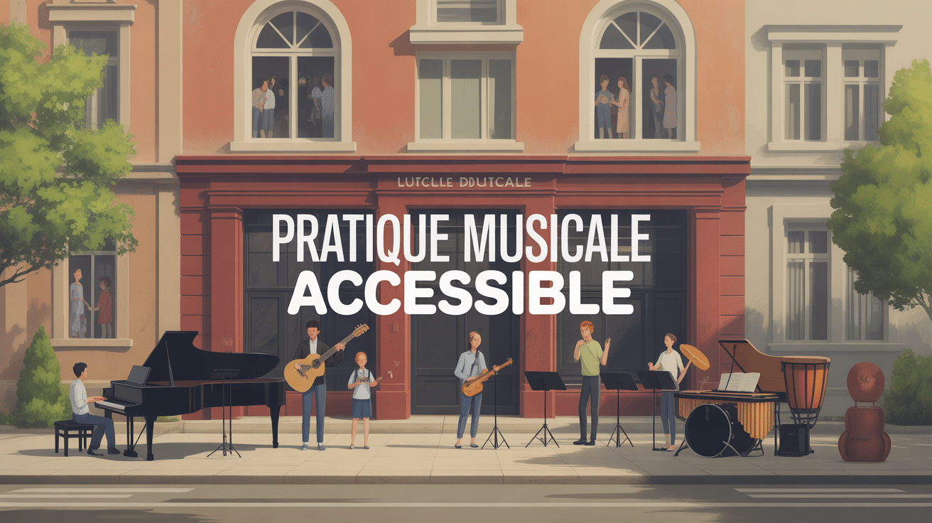 Vue école municipale de musique, famille, instruments, ambiance conviviale