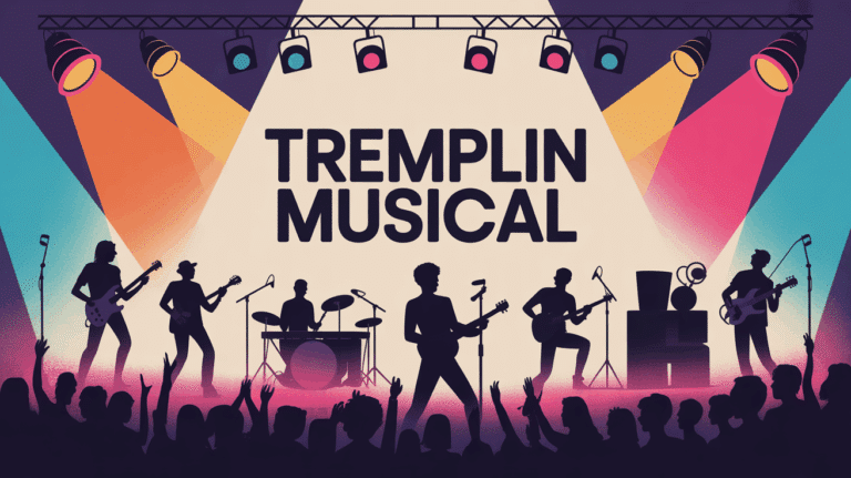 Illustration tremplin musical ambiance scène projecteurs