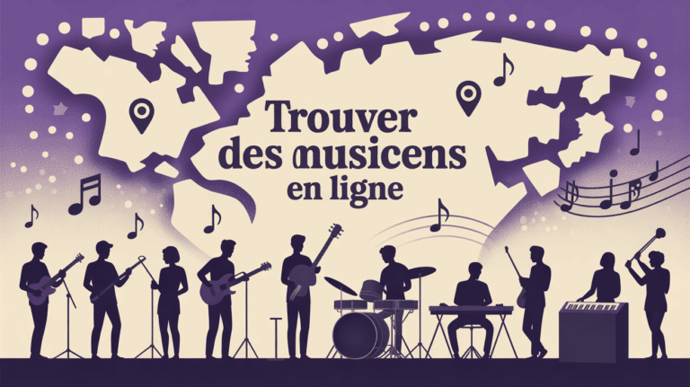 Scène créative de musiciens connectés en ligne