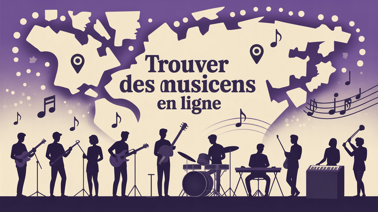 Scène créative de musiciens connectés en ligne