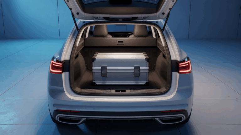installation ampli pour caisson de basse voiture vue coffre