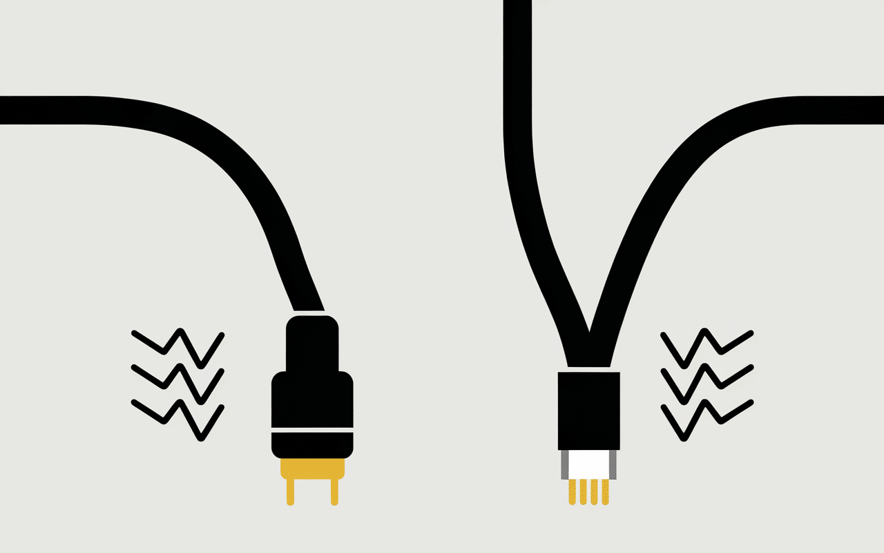 gros plan cable rca mono blindé et cable y pour caisson de basse
