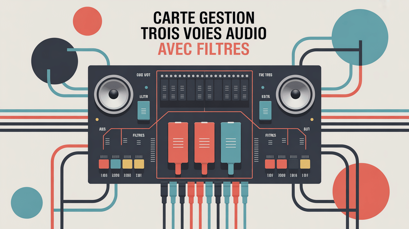 Carte gestion trois voies audio filtres, schema circuits et haut-parleurs