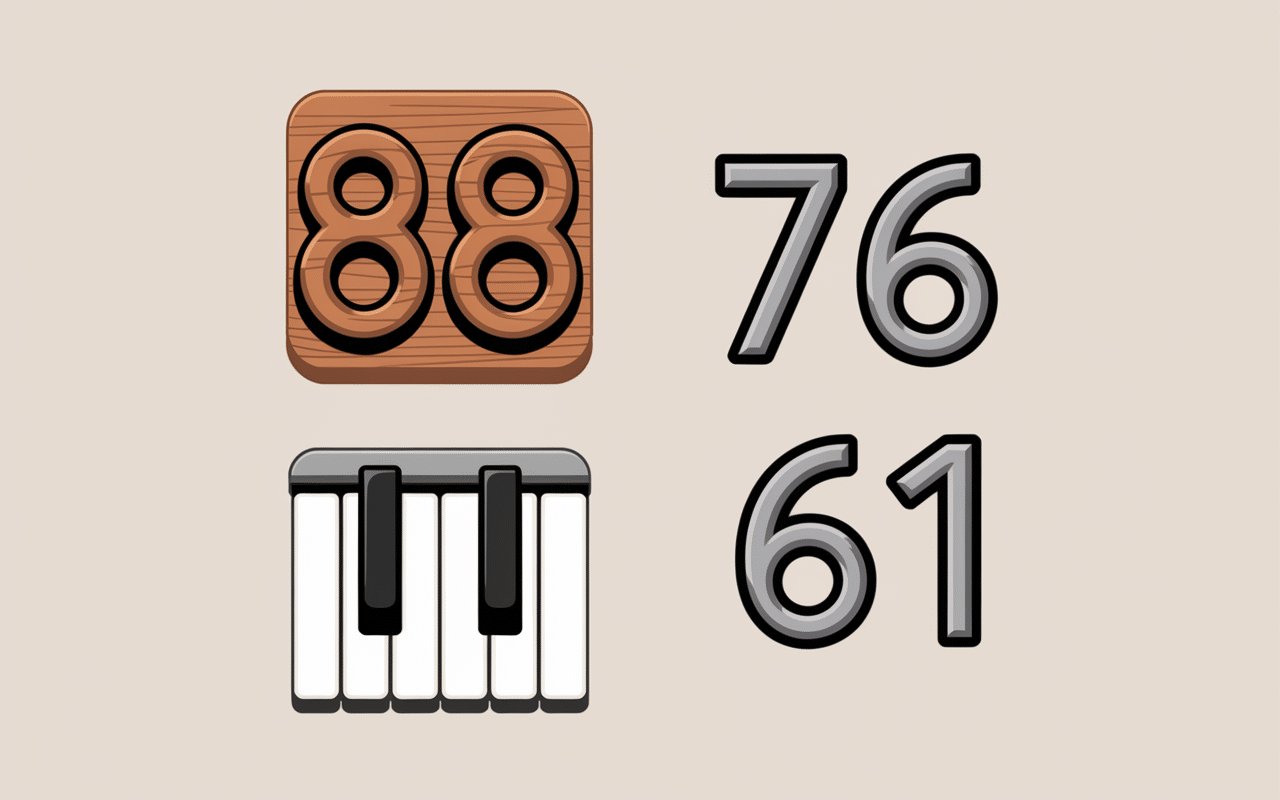 Claviers piano numérique et acoustique 88 76 61 touches cote à cote