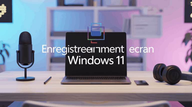 bureau moderne avec ordinateur enregistrement ecran windows 11