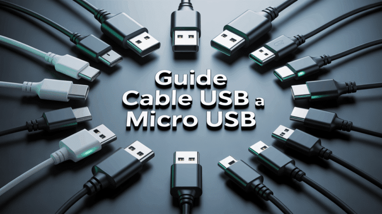 Cables USB A vers micro USB sur table neutre
