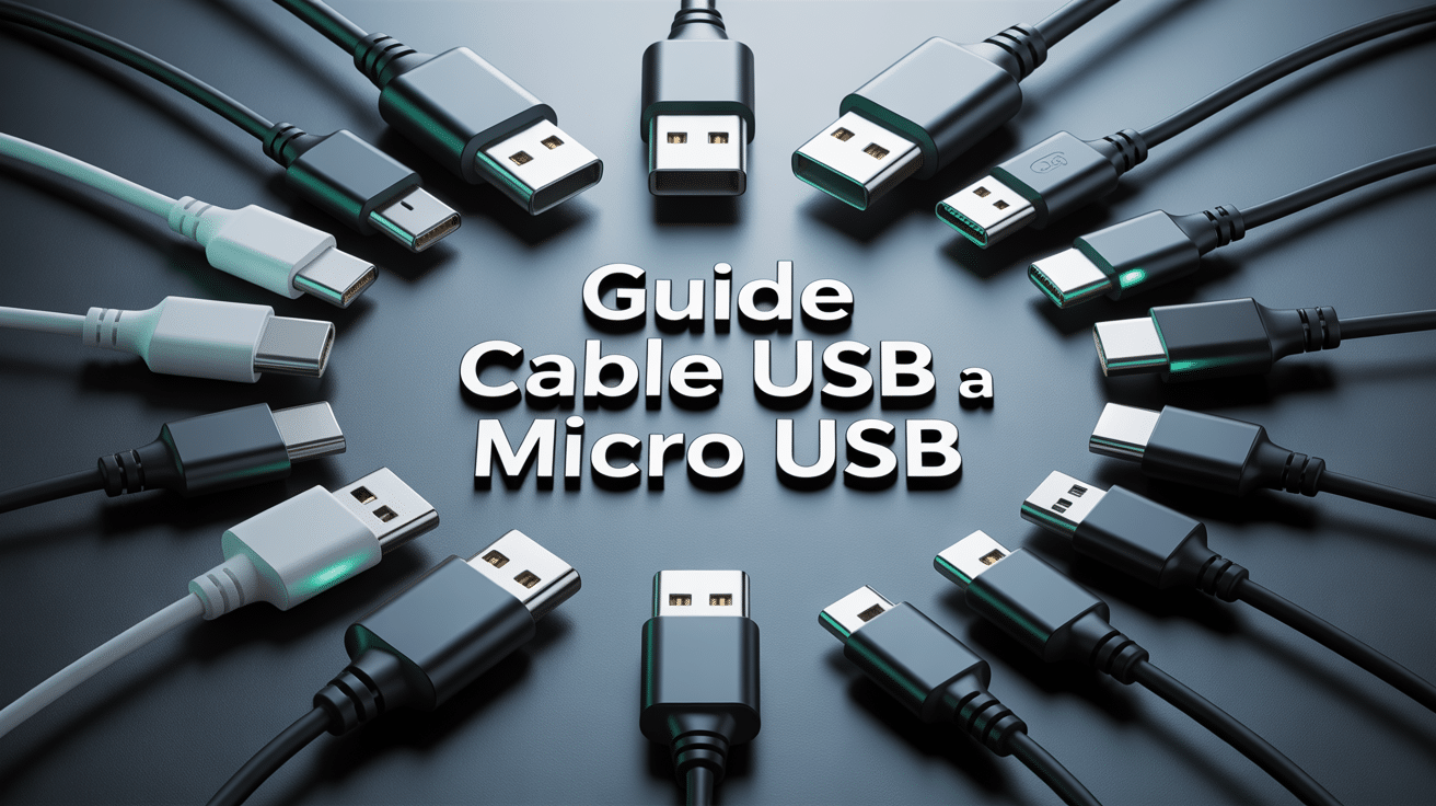 Cables USB A vers micro USB sur table neutre