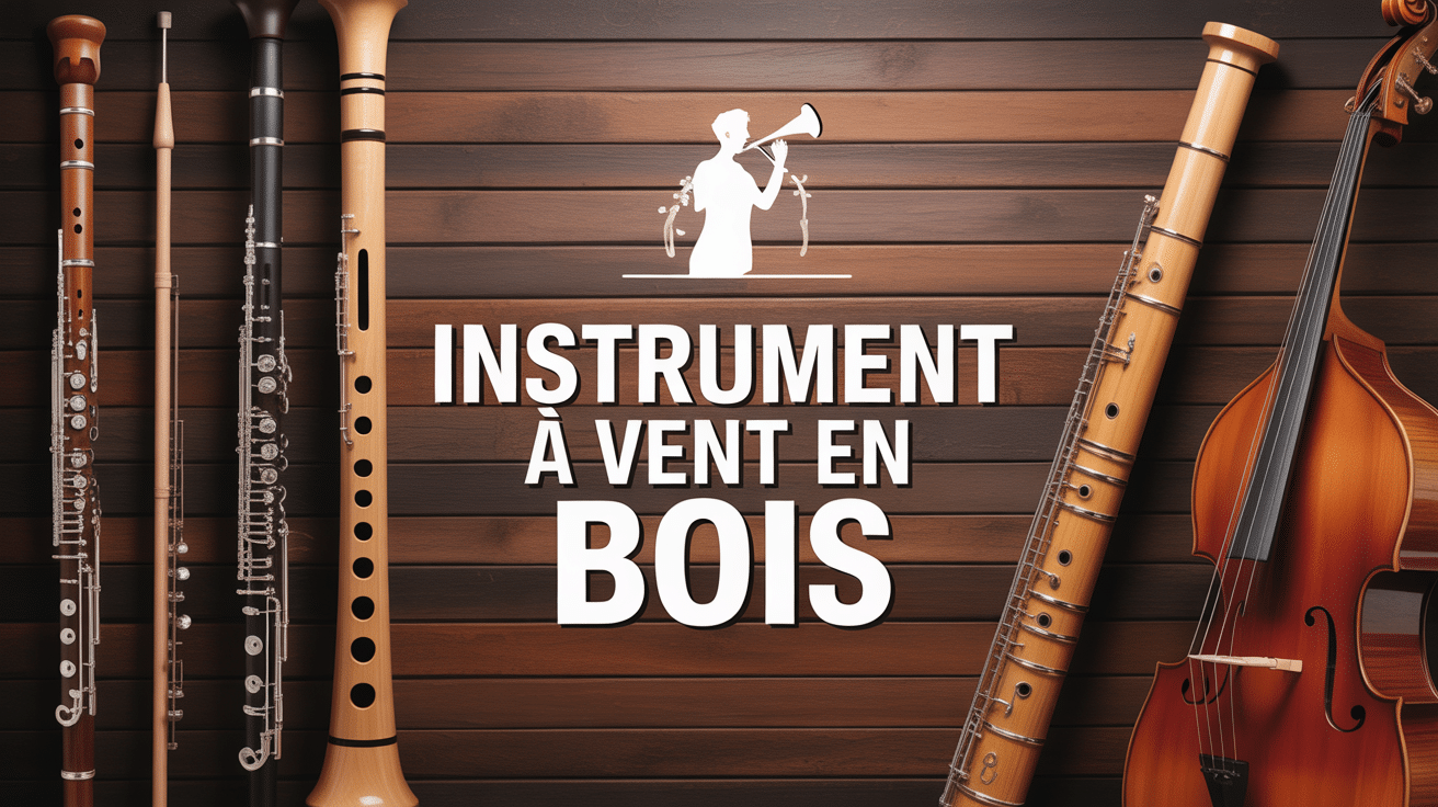 Instrument a vent en bois divers sur fond chaleureux
