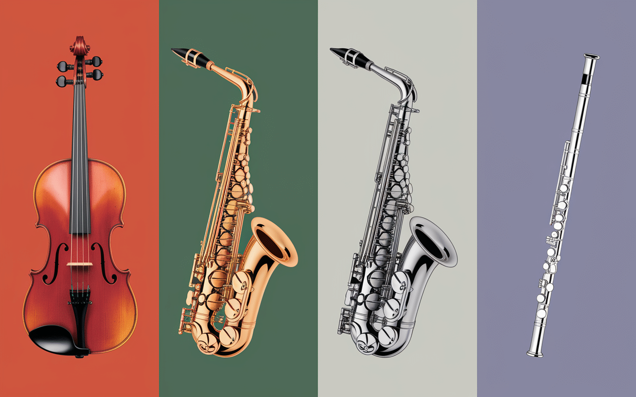 comparaison instruments de musique taille couleur