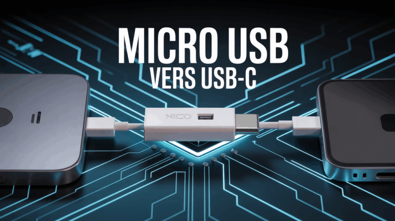 Adaptateur Micro USB vers USB-C entre ancien et nouveau appareil