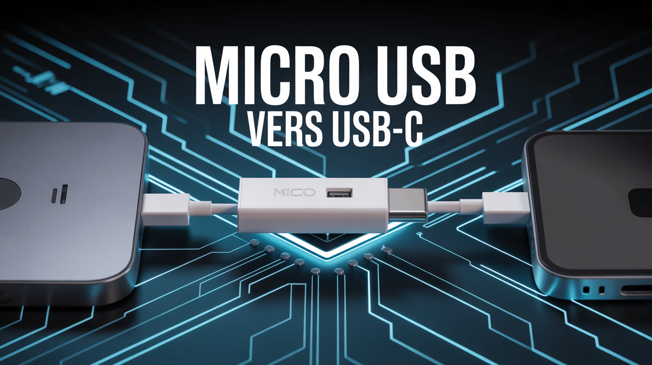 Adaptateur Micro USB vers USB-C entre ancien et nouveau appareil