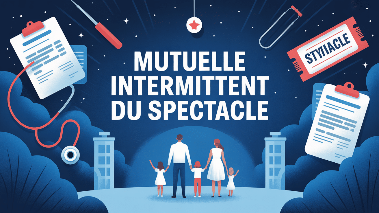 Mutuelle intermittent du spectacle illustration moderne famille contrat
