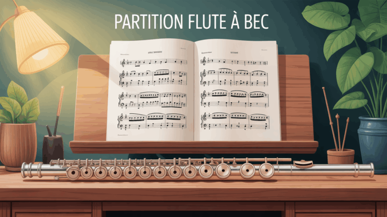 partition flute a bec sur bureau accessoires musique