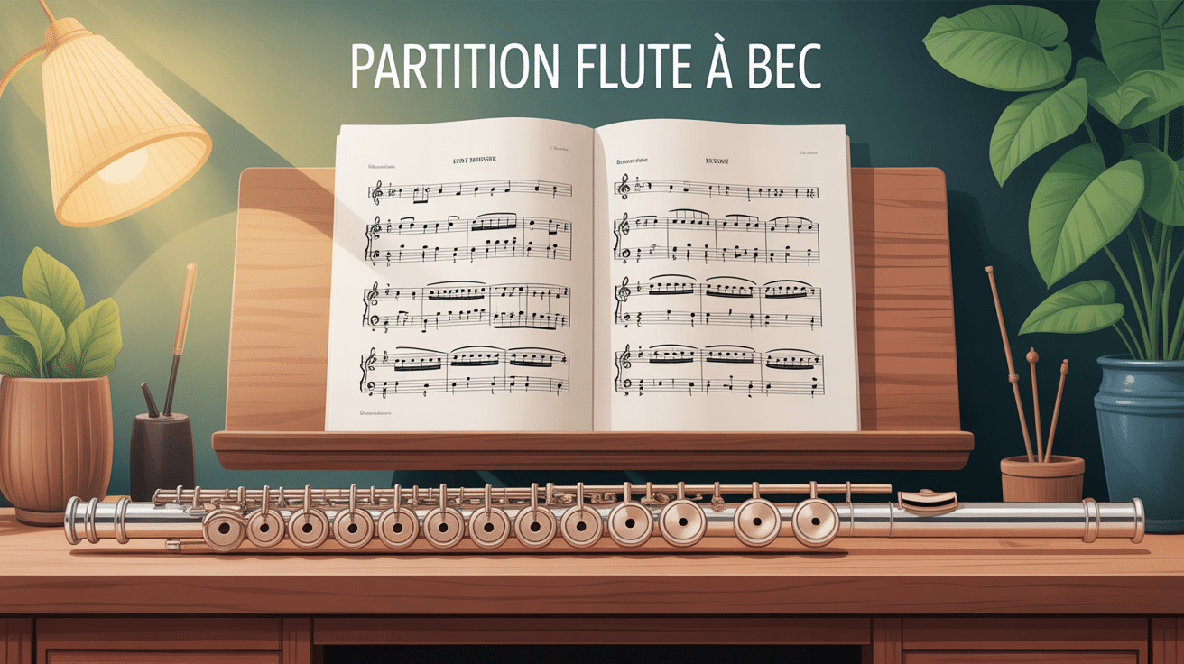 partition flute a bec sur bureau accessoires musique