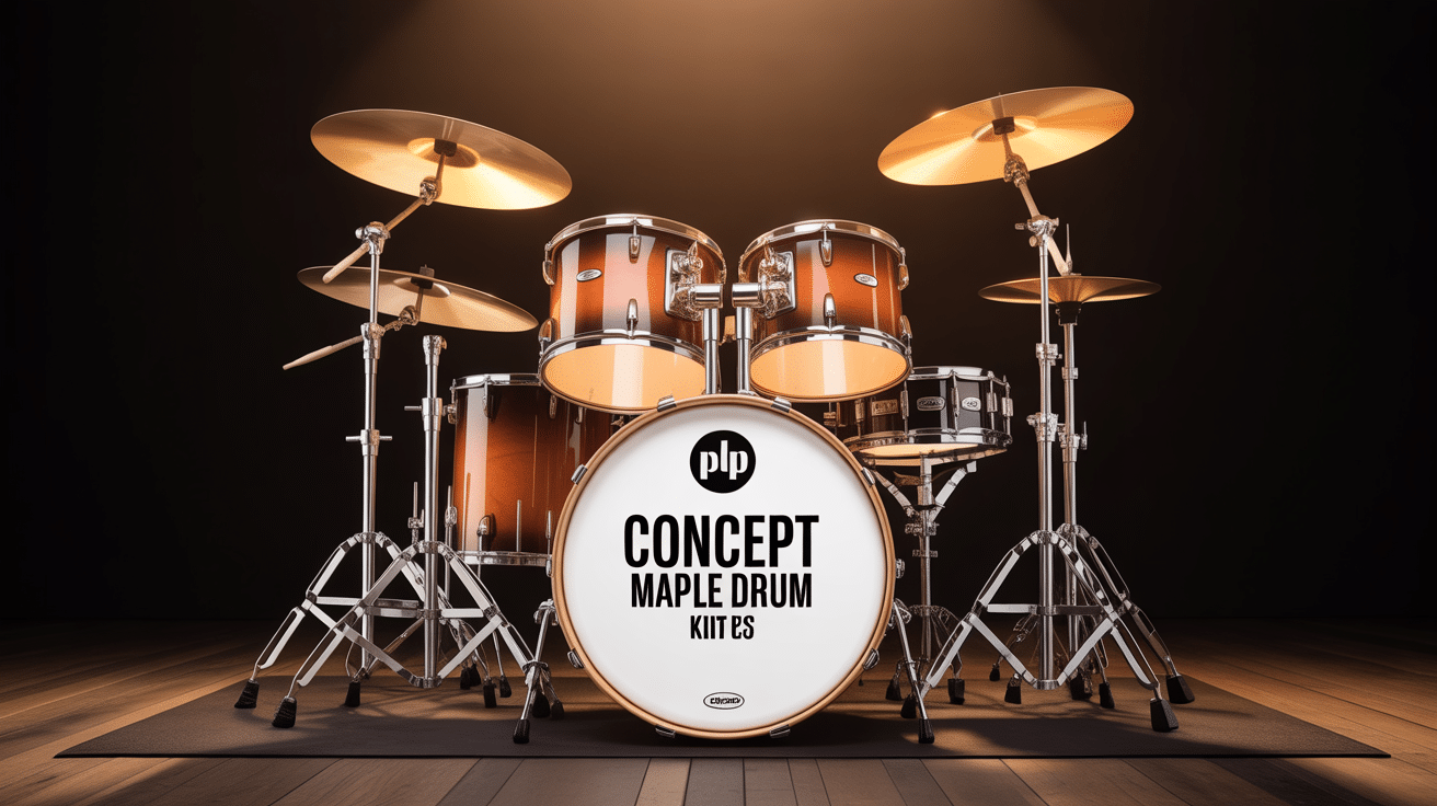 Batterie PDP Concept Maple Drum Kit vue studio sombre