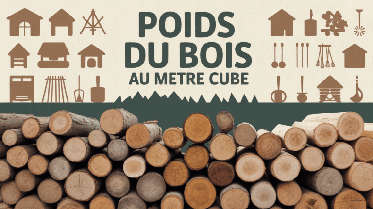 Pile de bois avec titre Poids du bois au metre cube