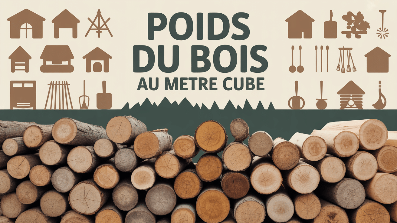 Pile de bois avec titre Poids du bois au metre cube
