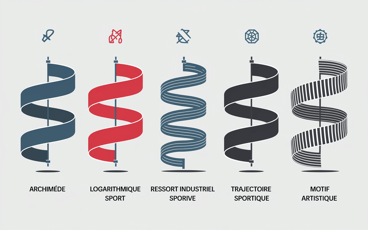 comparatif spirale archimede logarithmique industriel sportif artistique