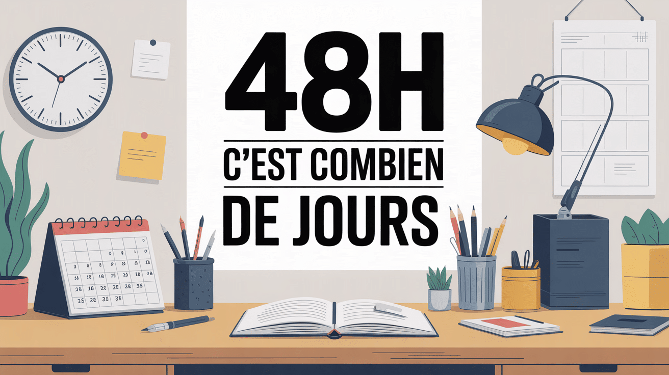 conversion 48h en jours illustration bureau moderne