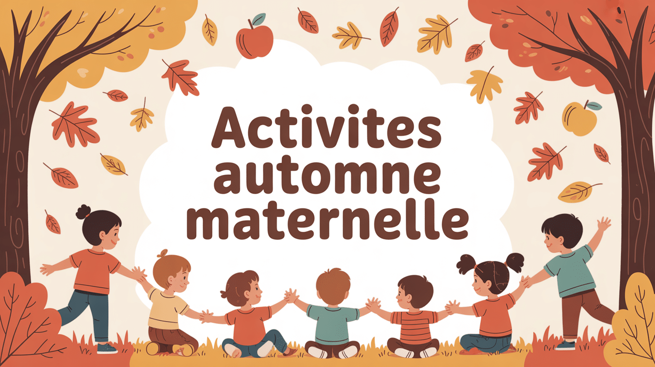 enfants jouent automne feuilles marrons maternelle