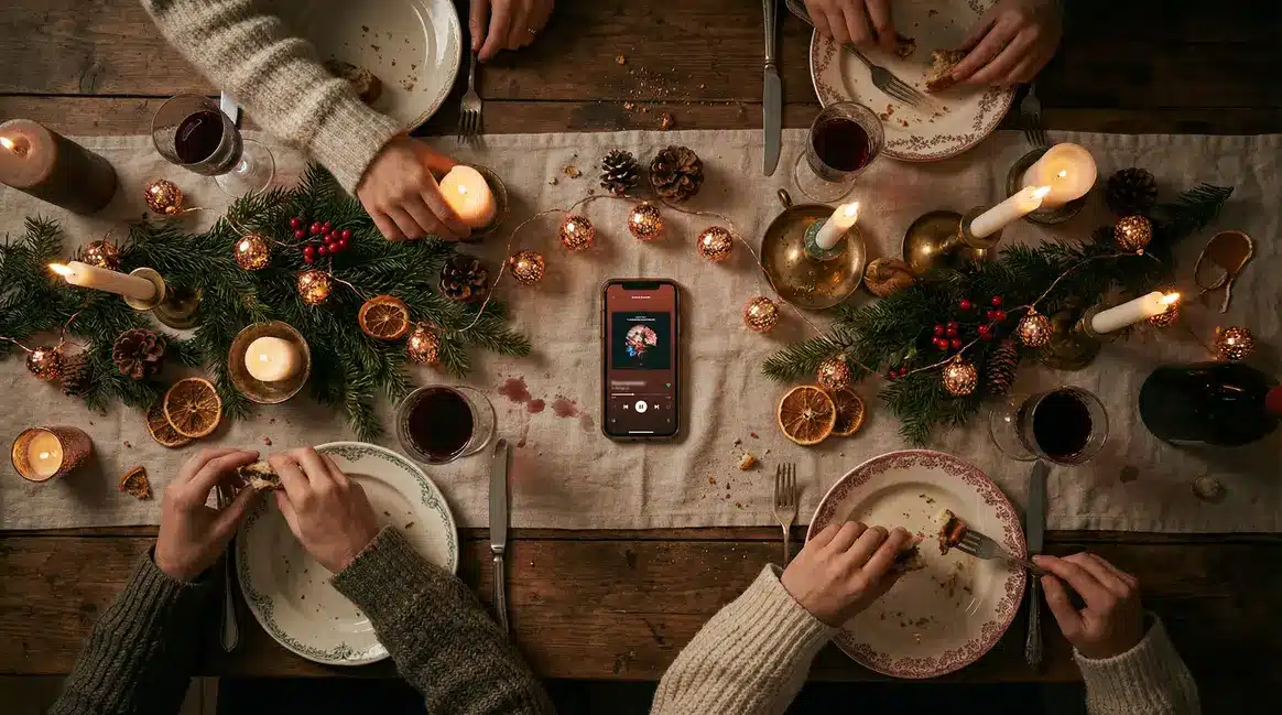ambiance musicale de noel smartphone playlist table