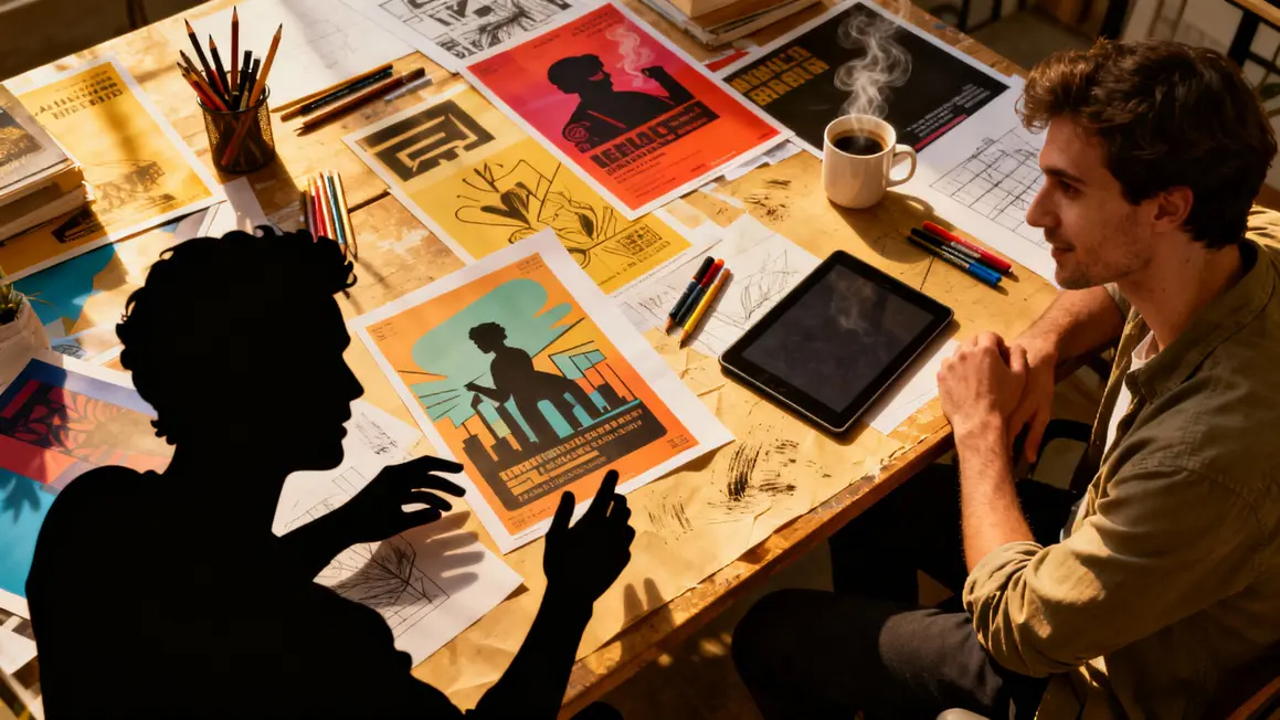 Table affiches Annulé graphistes travail collectif