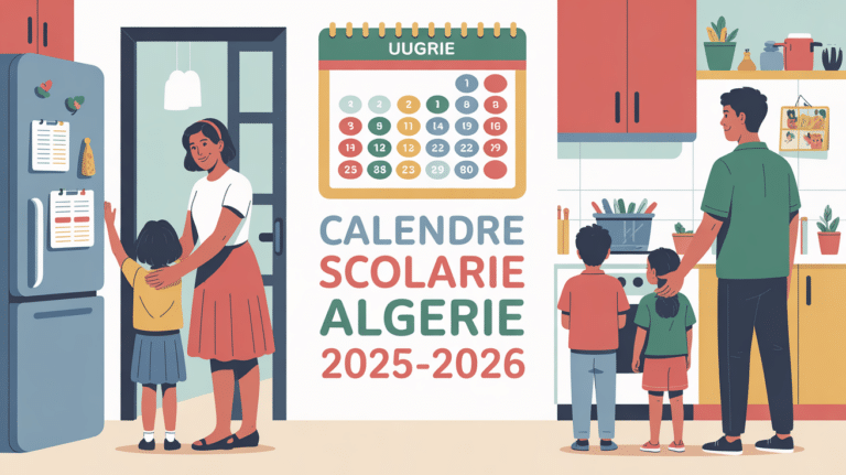 Calendrier scolaire Algérie 2025-2026 affiché dans une famille