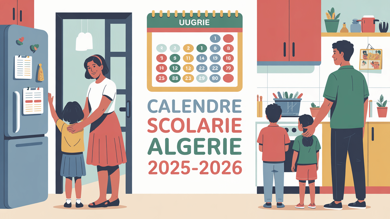 Calendrier scolaire Algérie 2025-2026 affiché dans une famille