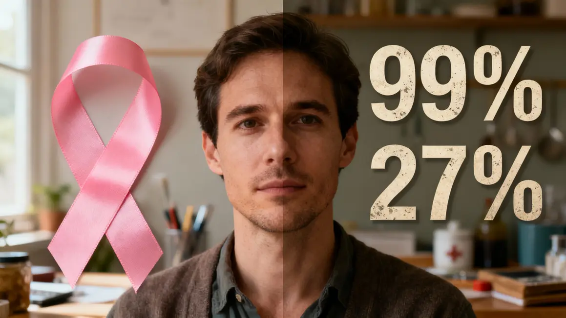 Ruban rose et taux 99% 27%, prévention cancer du sein infographie