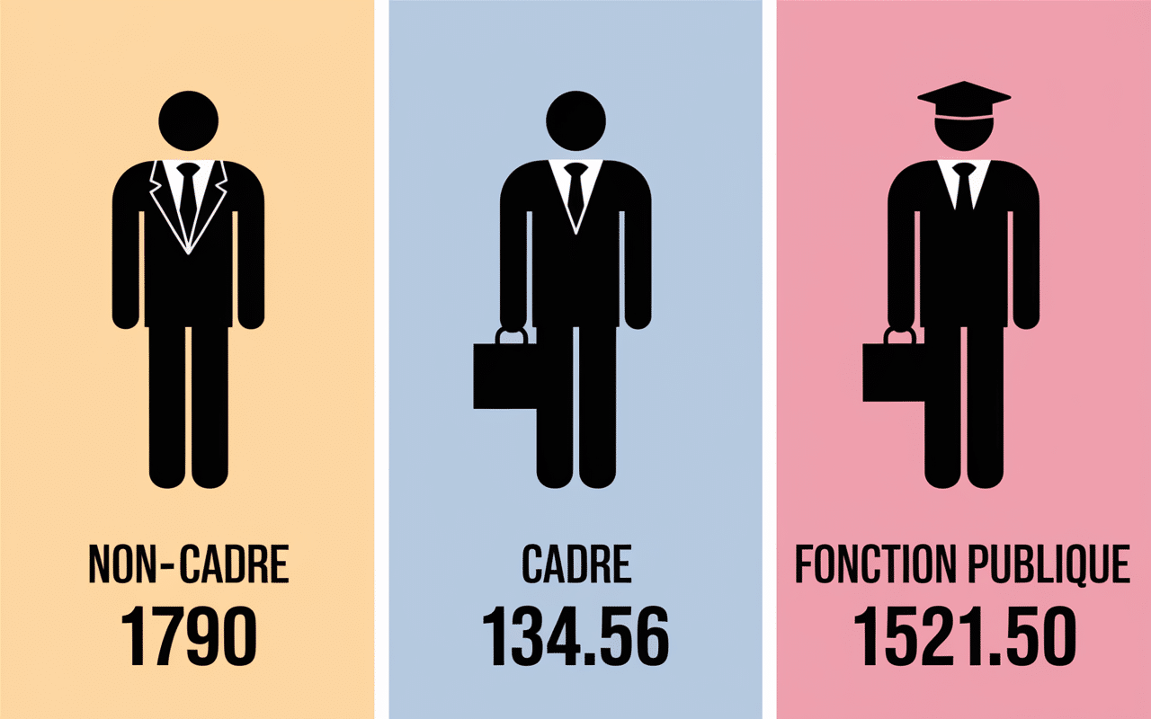 tableau comparatif salaire 1790 brut en net selon statut