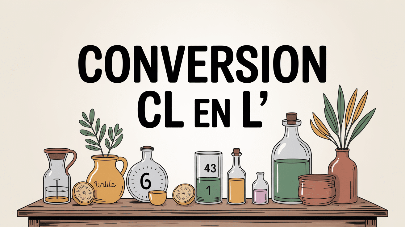 conversion cl en l illustration table bois et objets quotidiens
