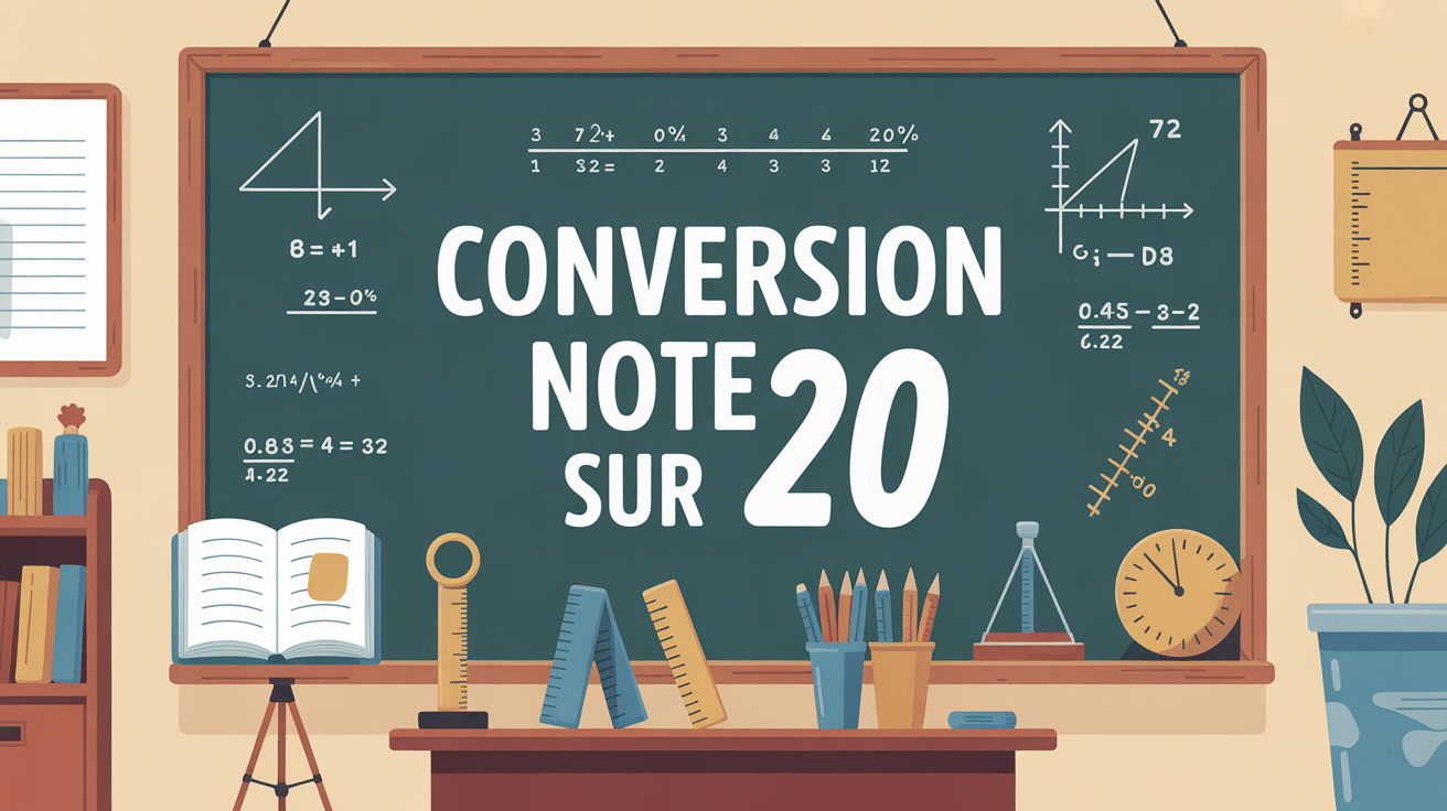conversion note sur 20 en tableau d'ecole illustration