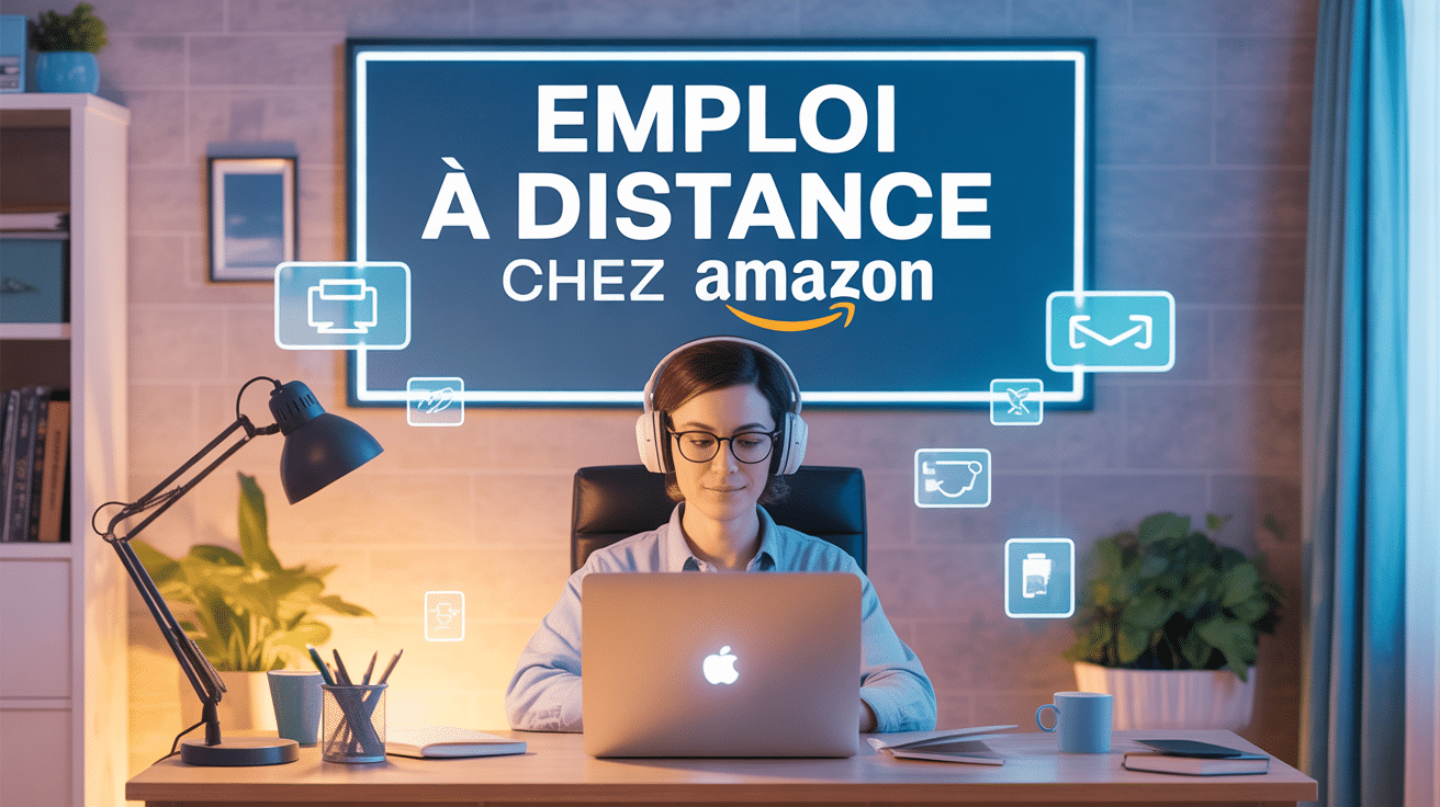 bureau maison moderne teletravail Amazon ordinateur casque