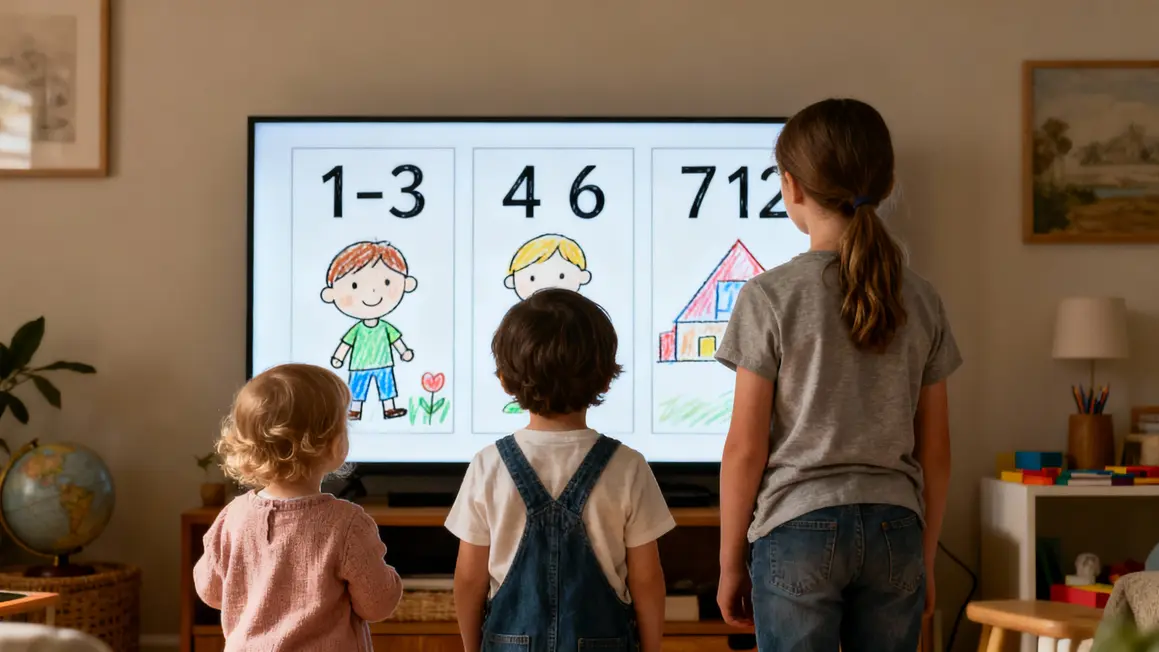 Enfants devant écran selon âge avec chiffres
