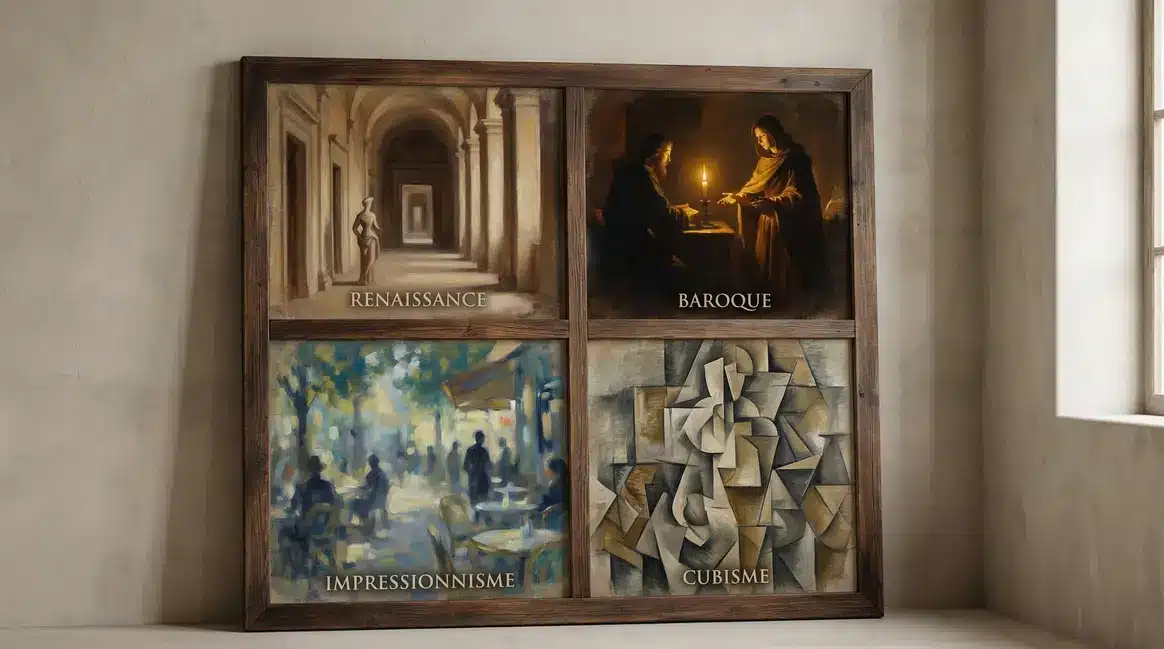 Tableau résumé des styles techniques emblématiques de la peinture